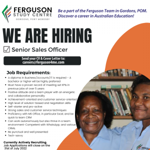 WE ARE HIRING- Senior Sales Officer -POM based – Ferguson Education ...